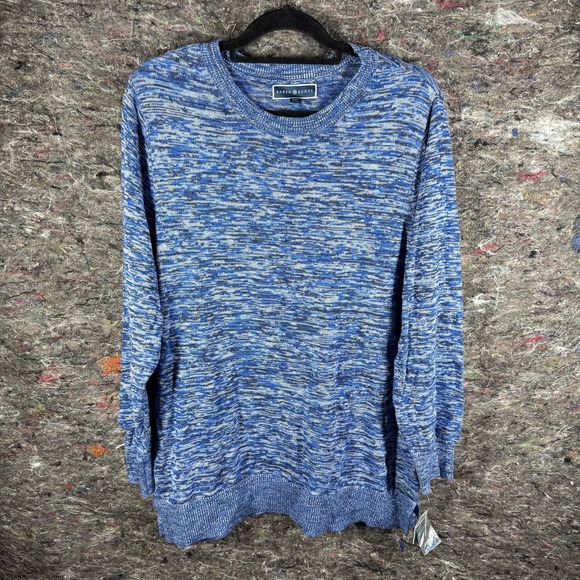 Karen Scott Sweater Womens 2XL Blue White Core Pullover Marled‎ Knit Long Sleeve - Picture 1 of 9